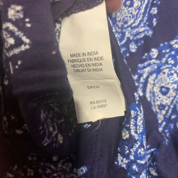 Lucky Brand Embroidered Bib Top Blue Size: S. - Picture 4 of 10